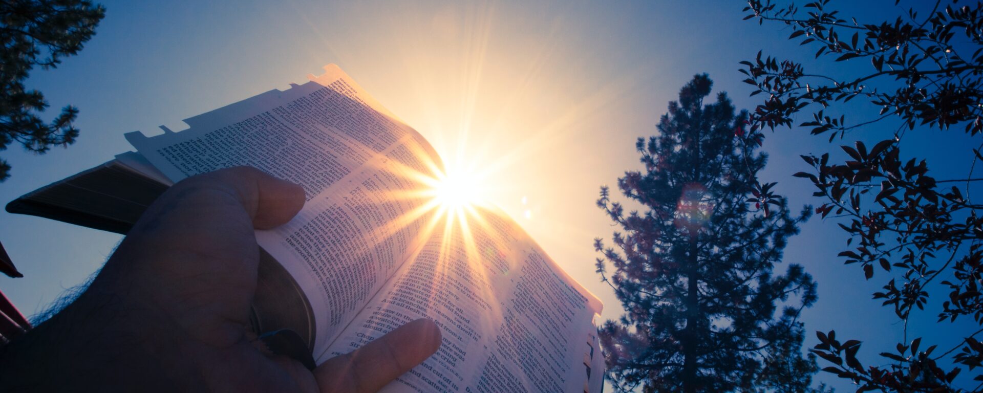 Religious book being held up